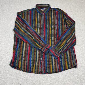 Vtg Missoni Sport Striped Multi-Color Casual Dress Shirt Cosby Retro Size XXL